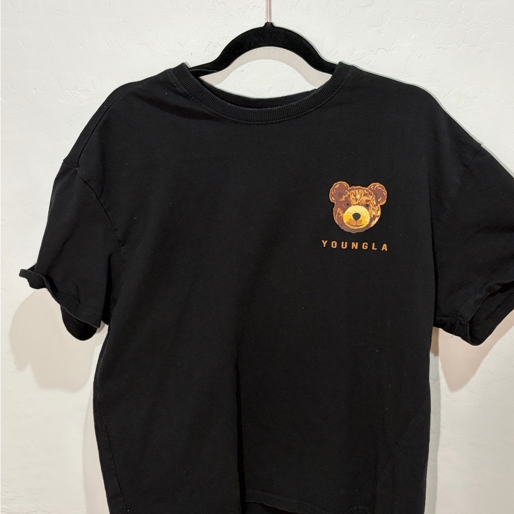YoungLA Black Tee with Bear Design